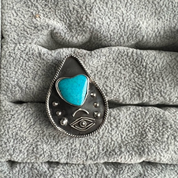 Accessories - Evil eye Sterling silver ring Genuine gemstone .925